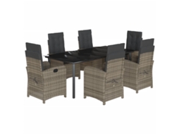 Maison Exclusive - 7 Pcs Conjunto De Jantar P/ Jardim C/ Almofadões Vime Pe Cinza
