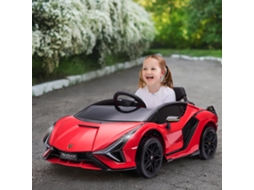 Carro Elétrico Lamborghini Sian 12v para Crianças Acima de 3 Anos com Controle Remoto Abertura da Porta Música Mp3 Usb e Faróis 108x62x40cm Vermelho