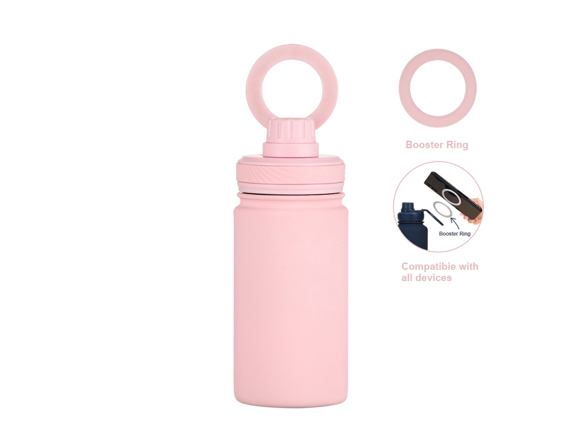 Garrafa Térmica Czhhmart, Aço Inoxidável 316 Com Suporte Magnético Para Telemóvel, 350ml Rosa Claro