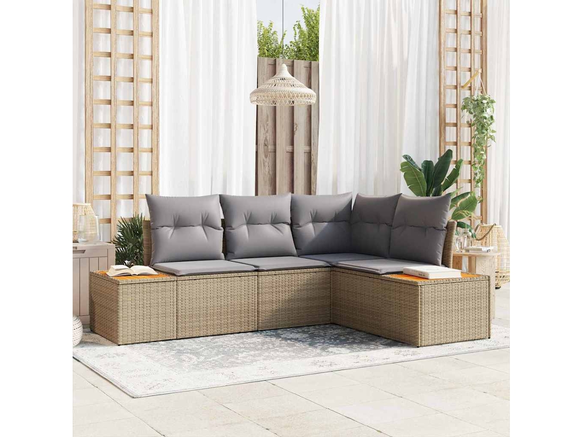 Vidaxl Conjunto De Sofá De Jardim 4 Unid. 4-número De Lugares