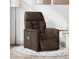 Vidaxl Poltrona De Massagens Reclinável Elétrica Microfibra Castanho