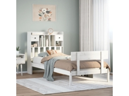 Cama Com Estante Sem Colchão 75x190 Cm Pinho Maciço Branco