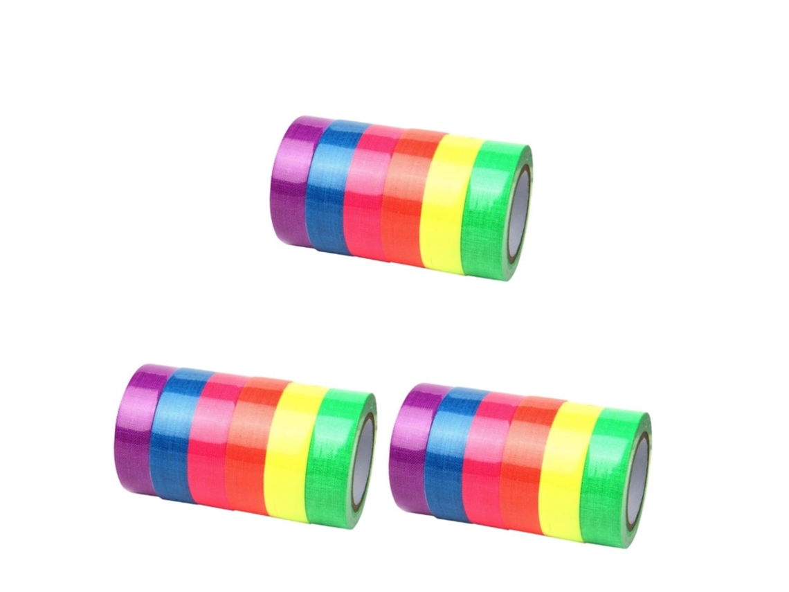 18 Rolos De Fita Fluorescente Uv Neon Para Eventos Festivos E Palcos.