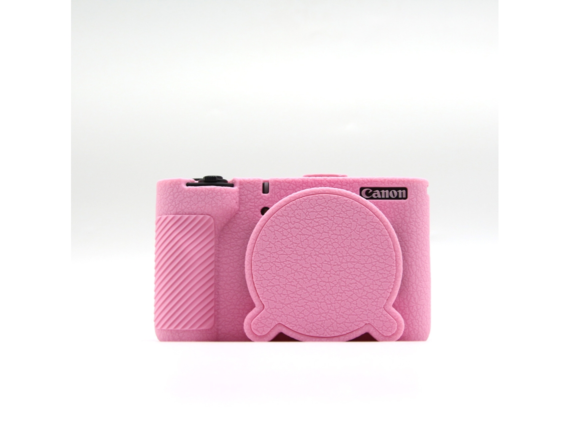 Capa Protetora Silicone HEXINYIGJLY para Canon Powershot V1antirriscos, Acesso Tripé, Tampa de Lente Rosa