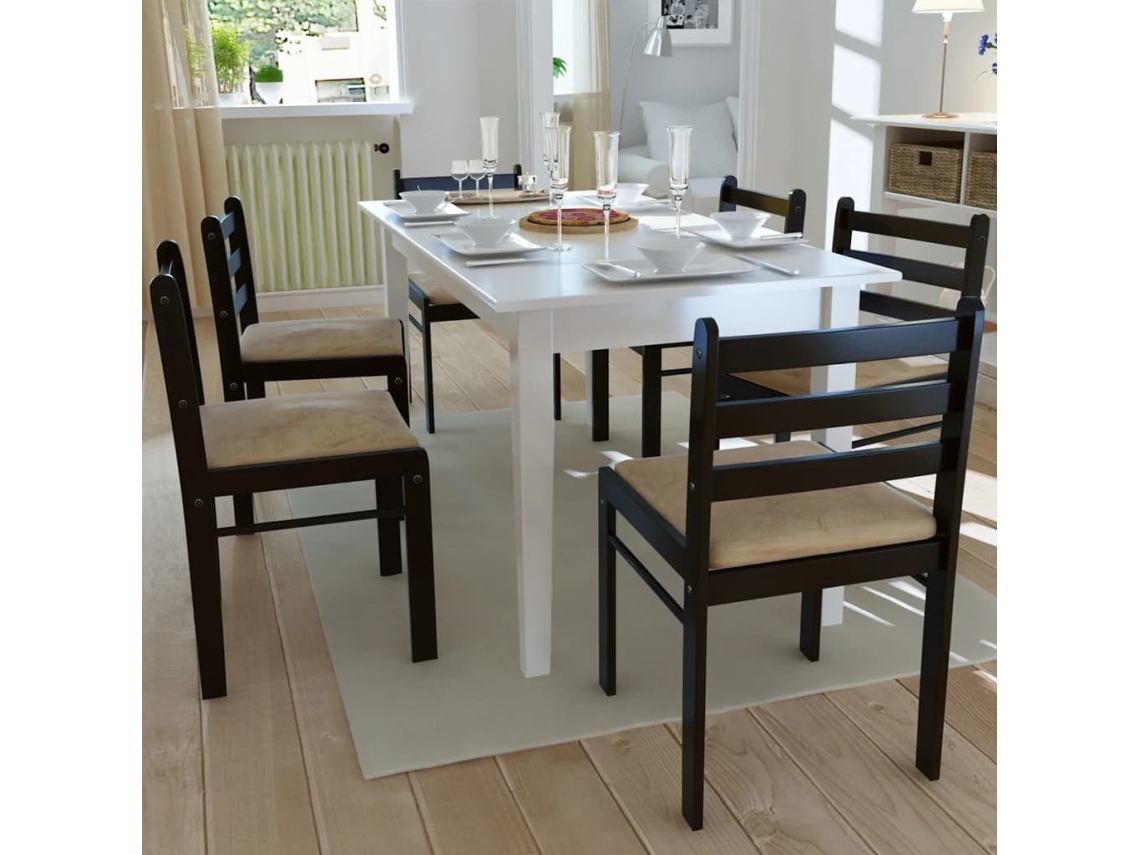Vidaxl Cadeiras De Jantar 6 Pcs Madeira Maciça E Veludo Castanho