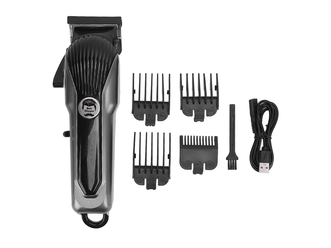 Máquina De Cortar Cabelo Elétrica Profissional Para Homens 4 Velocidades 2000mah Com 4 Pentes Guias Prata