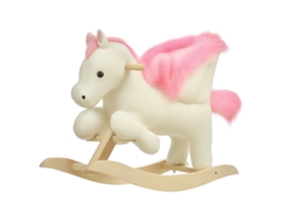 Cavalo De Baloiço Infantil 18-36meses - Pelúcia, Filhos De Animais+alças, 70x28x57cm, Branco+rosa-pt Qualidade