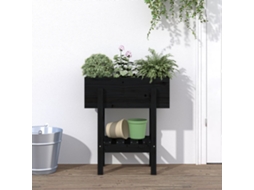 Vidaxl Vaso/floreira De Jardim 62x30x69 Cm Pinho Maciço Preto