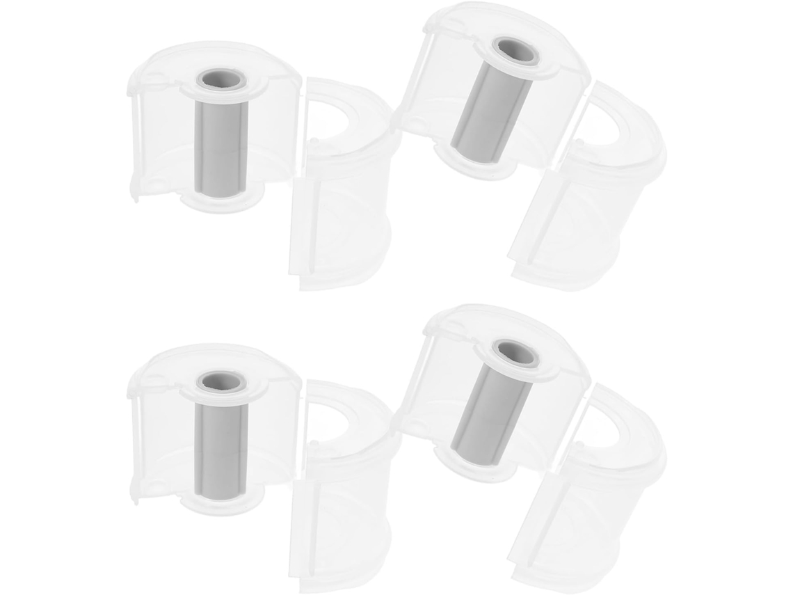Dispensador de fita adesiva plástica com 4 unidades, cortador leve e portátil para mesa e gaveta, prático para uso em escrivaninhas.