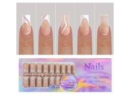 Unhas postiças nude em gel macio com primer Base E pré-aplicado, 15 tamanhos, 150 unidades para manicure faça você mesma.
