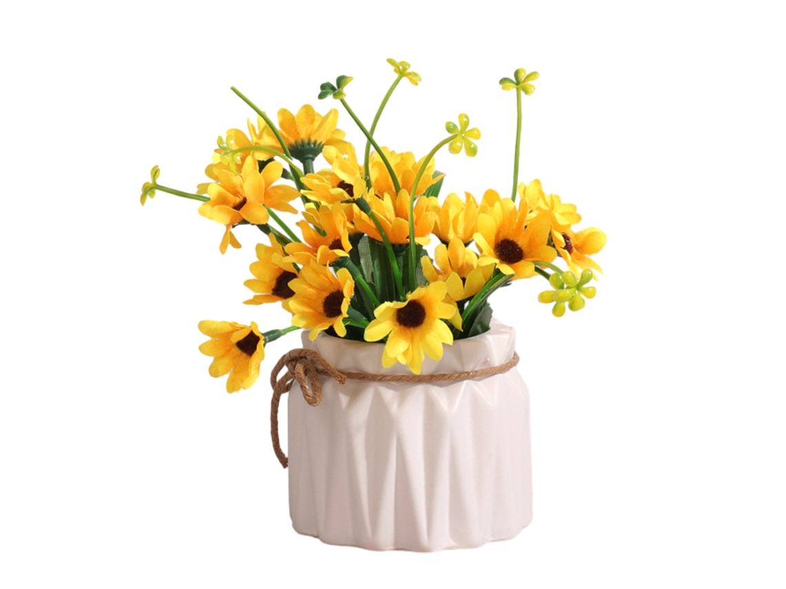 Bouquet de Hortênsias Artificiais com Pequeno Vaso de Cerâmica NEVEANCE