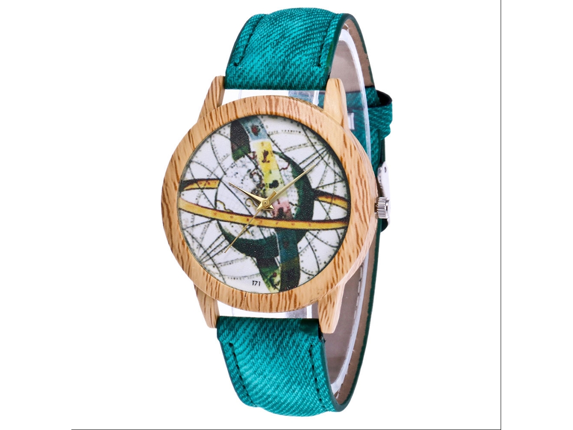 Relógio de Pulso Casual de Quartzo com Pulseira de Vaqueiro Zhoulianfa Verde