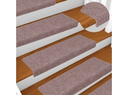 Vidaxl Tapetes De Escada Autoadesivos 20 Peças 65x21x4 Cm Castanho Claro Com Borda Retangular