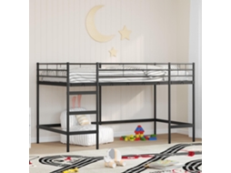 Vidaxl Estrutura De Cama Loft Para Crianças Preto 100 X 200 Cm Aço