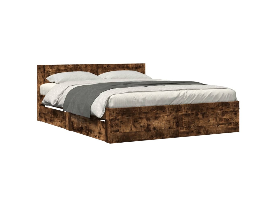 Bed Frame, Bed Frames Vidaxl Marrom Madeira Processada (160 X 200 Cm)