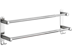 Tiras De Toalha Extensíveis Aço Inoxidável Dupla Camada, Com Comprimento De 43a 75cm, Para Banheiros Prata, Broca