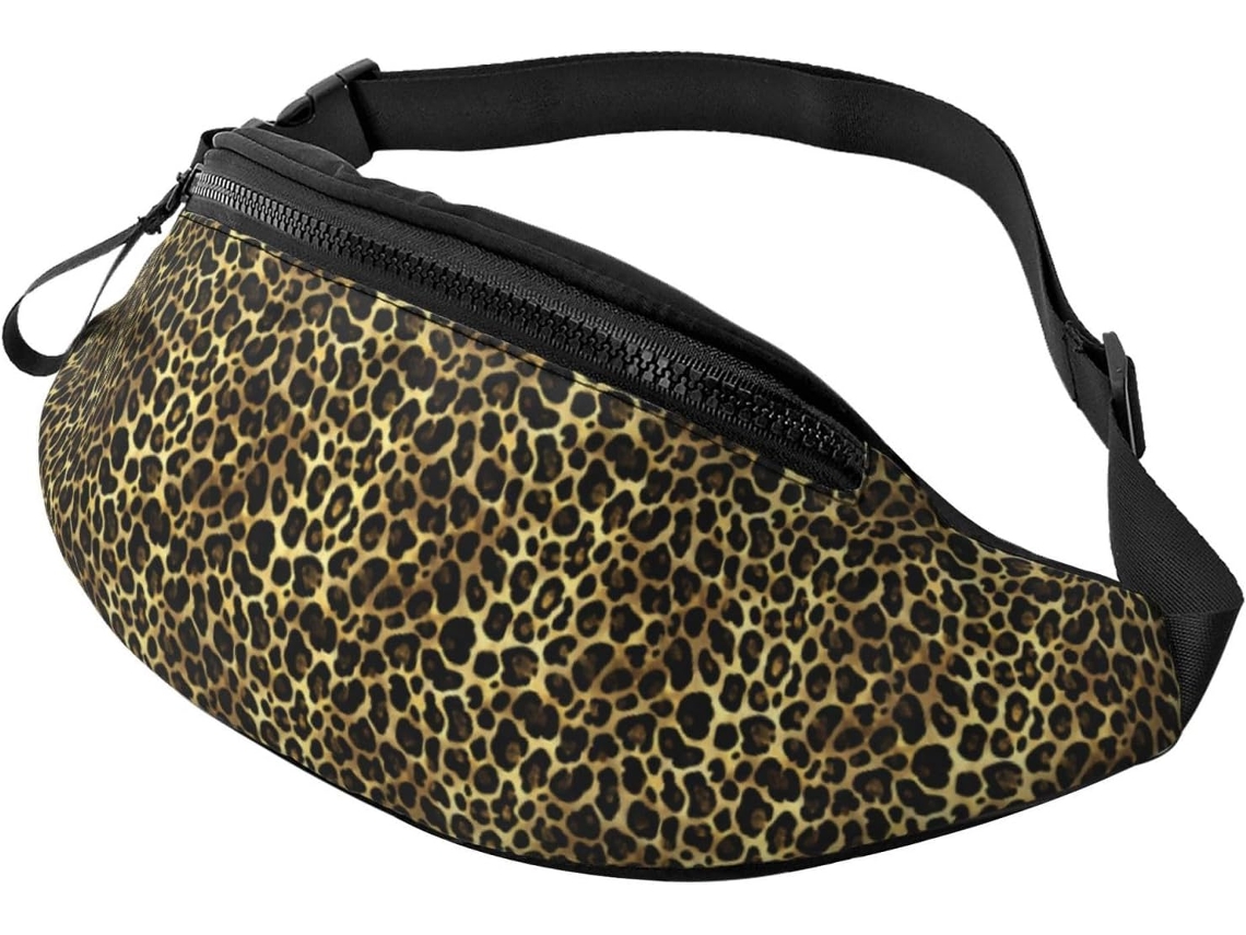 Pochete Preta e Dourada com Estampa de Leopardo S/MARCA