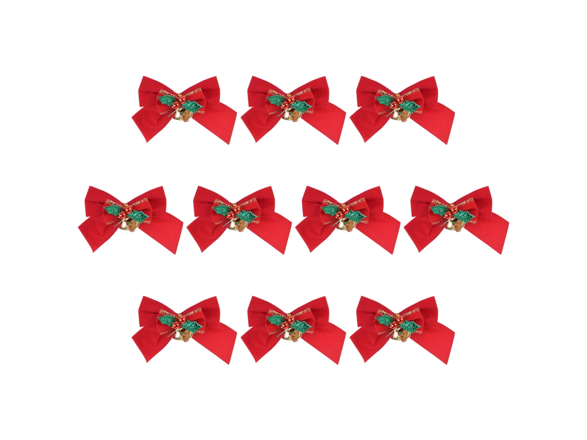 Laxiscreed Conjunto De 10 Laços De Natal Com Sino, Borboleta E Folhas Verdes Com Flocagem