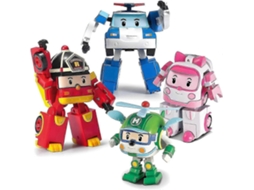 Robocar Poli, Pacote Com 4 Brinquedos De Robôs Transformadores Poli Amber Roy Helly, Boneco De Ação Transformável De 10 Cm, Aquaforge