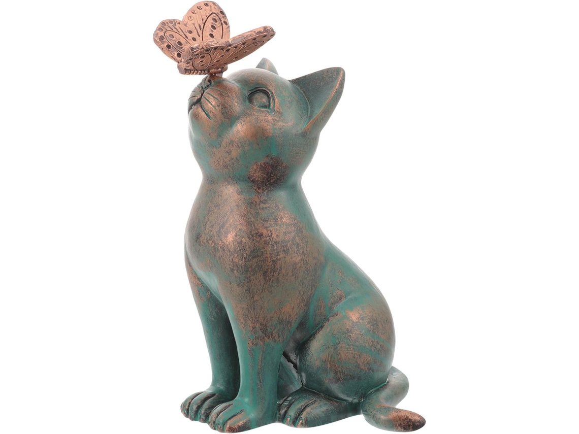 uma Graciosa Estatueta de Gato em Resina, Perfeita para Decorar Armários e Áreas Externas, Além de Ser uma Ótima Opção CHABERLU