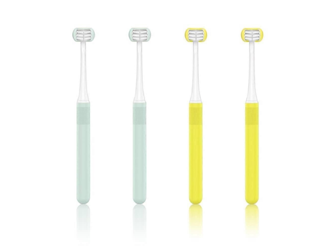 Conjunto de 4 Escovas Dentes 3 Lados, Escova em Formato U para Crianças, Extra Macia S. GOKOCO