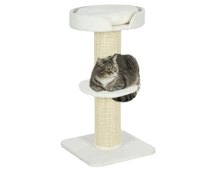 Arranhador para Gatos Aglomerado de Madeira Poliéster e Sisal Cor Beige 45X45X91 Cm PAWHUT