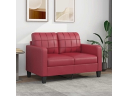 Vidaxl Sofá De 2 Lugares 120 Cm Couro Artificial Vermelho Tinto