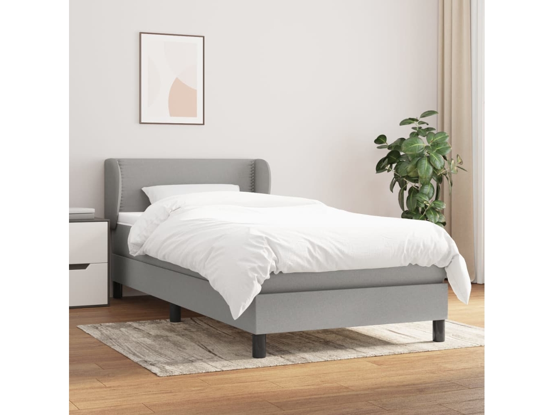 Vidaxl Cama Com Molas/colchão 80x200 Cm Tecido Cinza-claro