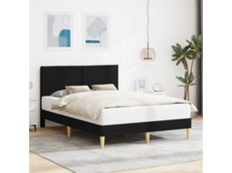 Vidaxl Estrutura Da Cama Com Cabeceira Preto 140 X 200 Cm Tecido