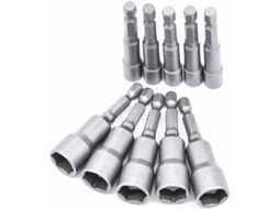 Conjunto De 10 Soquetes Para Chave Fenda 6 A 19 Mm - Adaptador Bits Hexagonal Aparafusadora Manual, Elétrica E Soquete (aço Cromo -aquaforge