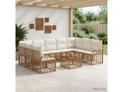 Vidaxl Conjunto De Sofás Para Exterior 10 Unid. Natural E Branco Creme