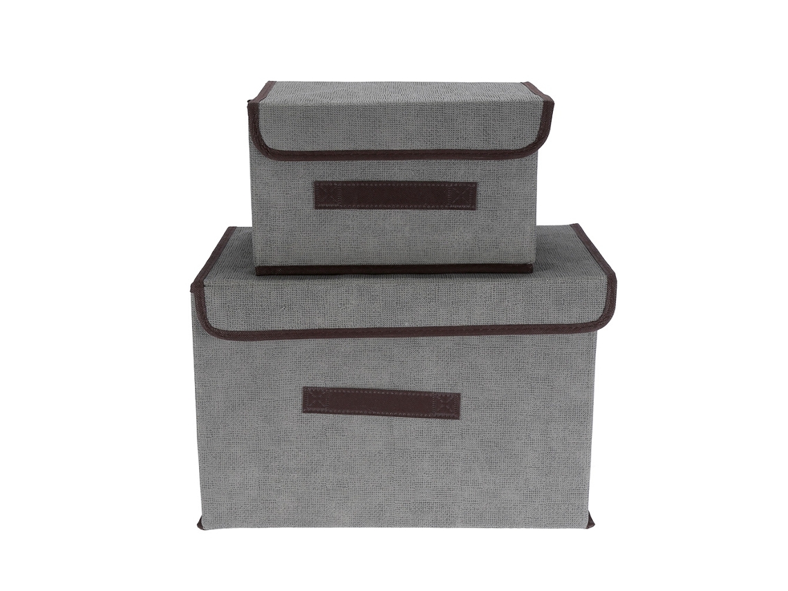 2 Pcs Caixa de Armazenamento Plegável S/MARCA com Capa para Roupas Livros Brinquedos Cinza