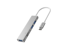 Estação de Acoplamento 5 em 1 Usb c com Leitor de Cartão Sd/tf e 3 Portas Usb, Hub Multifuncional AQUAFORGE (prateado)