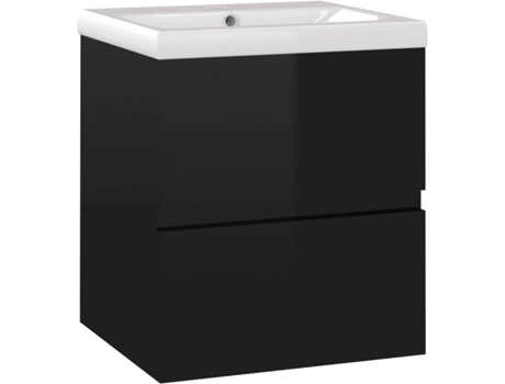 Armário lavatório + lavatório embutido contrap. preto brilhante
