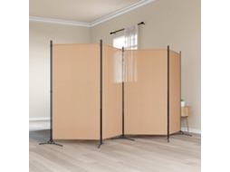 Vidaxl Divisória De Quatro Painéis Bege 346 X 180 Cm Tecido