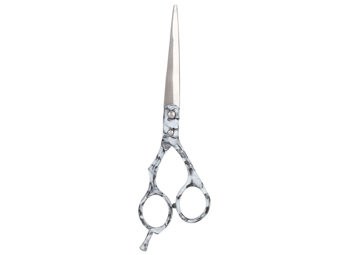 Tesoura De Corte De Cabelo Com Padrão Marble De Alumínio Para Cabeleireiro Barbearia Design Ergonômico Cinza
