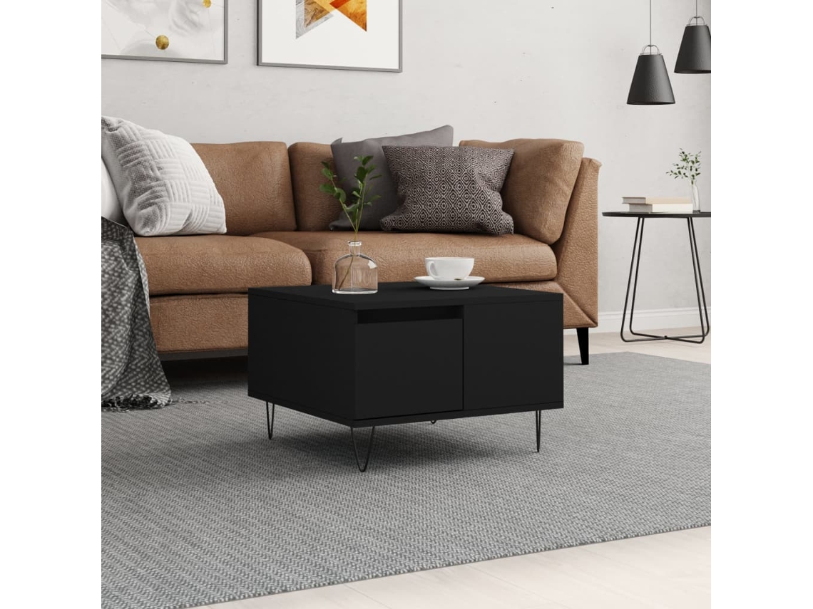 Vidaxl Mesa De Centro 55x55x36,5 Cm Derivados De Madeira Preto