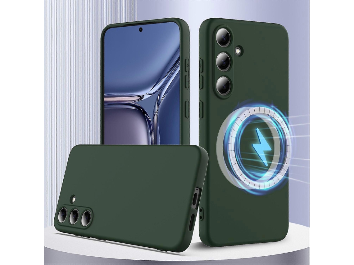 Capa Para Samsung Galaxy S25 Fe Compatível Com Magsafe, De Silicone Líquido Anti-queda (verde Escuro)