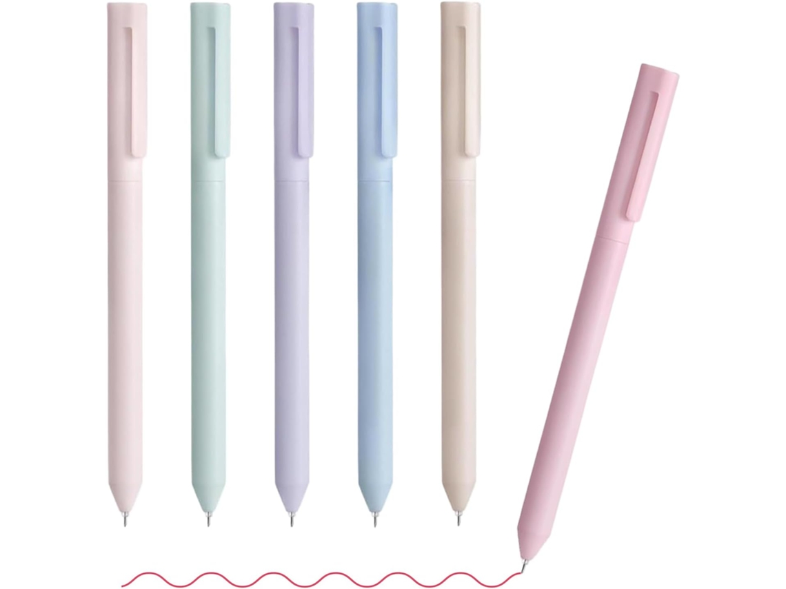 Canetas Em Gel Coloridas – 6 Esferográficas Retrô, À Base De Água,