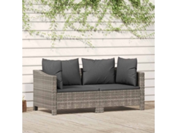 Pcs Conjunto Lounge De Jardim C/ Almofadões Vime Pe Cinzento Dkd Home Decor