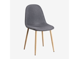 Sklum Pack De 4 Cadeiras De Jantar Glamm Poliéster     Madeira Natural                  Linho Gris Antracita                               Linho