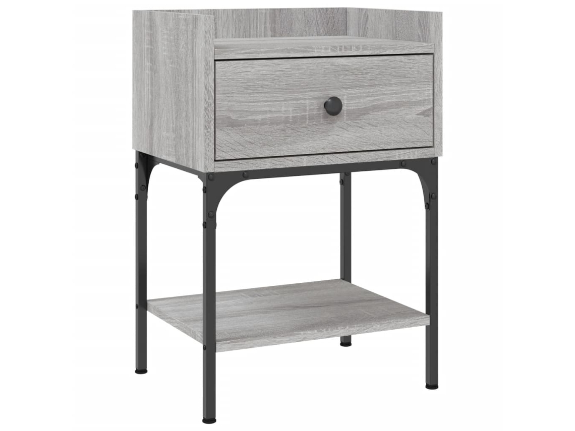 Bedside Table, Bedside Tables Vidaxl Cinzeto Madeira Processada (n/a)