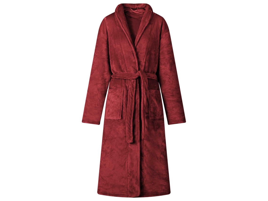Vidaxl Roupão Sem Capuz Vermelho Bordeaux Xxxl Flanela