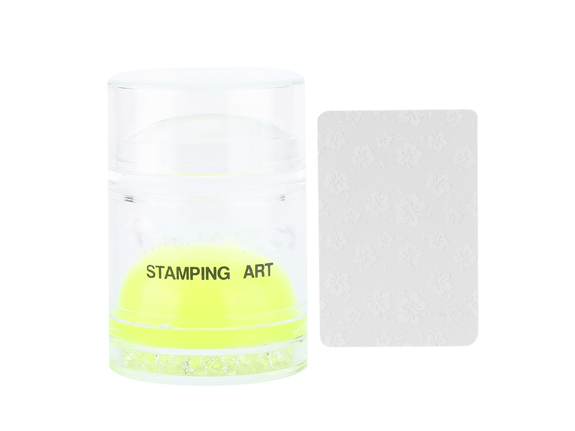2026altiro-set De Estampador Y Rascador De Uñas Con Cabeça De Silicone E Tampa De Estampador Verde Fluorescente - Ferramenta De Manicura