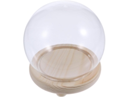 Suporte de Vidro Transparente em Formato Cúpula de Madeira para Exibir Flores Secas e Cupcakes GOKOCO