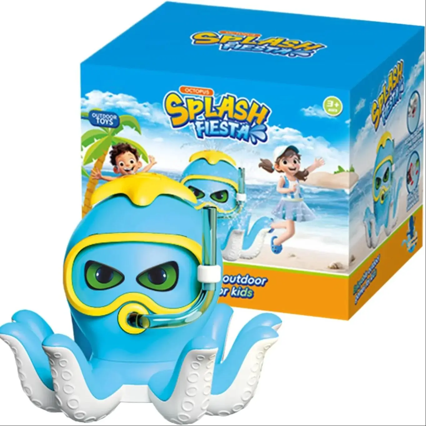 (azul) Brinquedo De Polvo Que Esguicha Água, Em Formato De Polvo Mergulhador, Que Gira E Espirra Água.