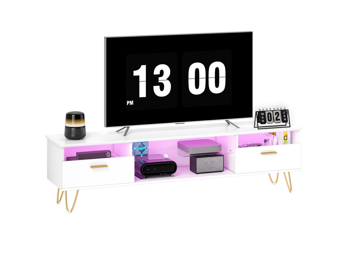 Rack para Tv com Led Rgb 16 Cores Até 120 Polegadas Branco ZACHARY