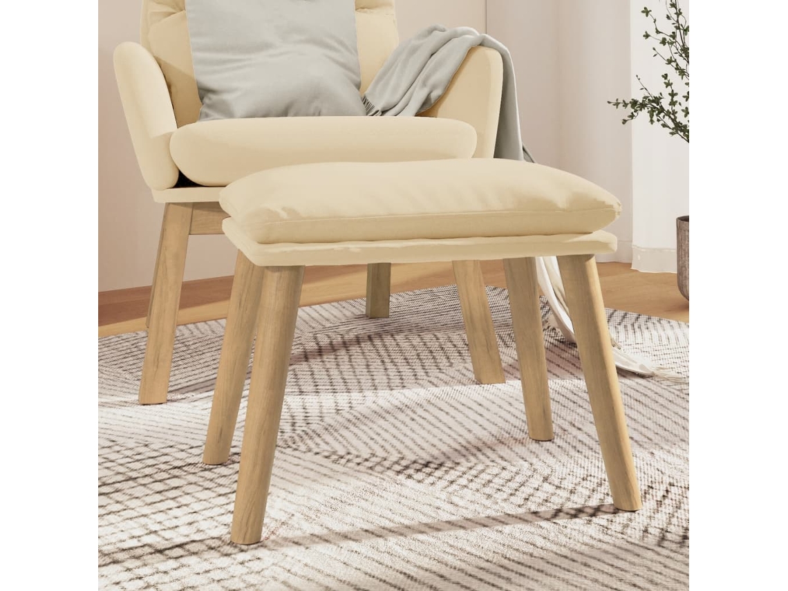Vidaxl Apoio De Pés 45x29,5x35 Cm Veludo Branco Nata