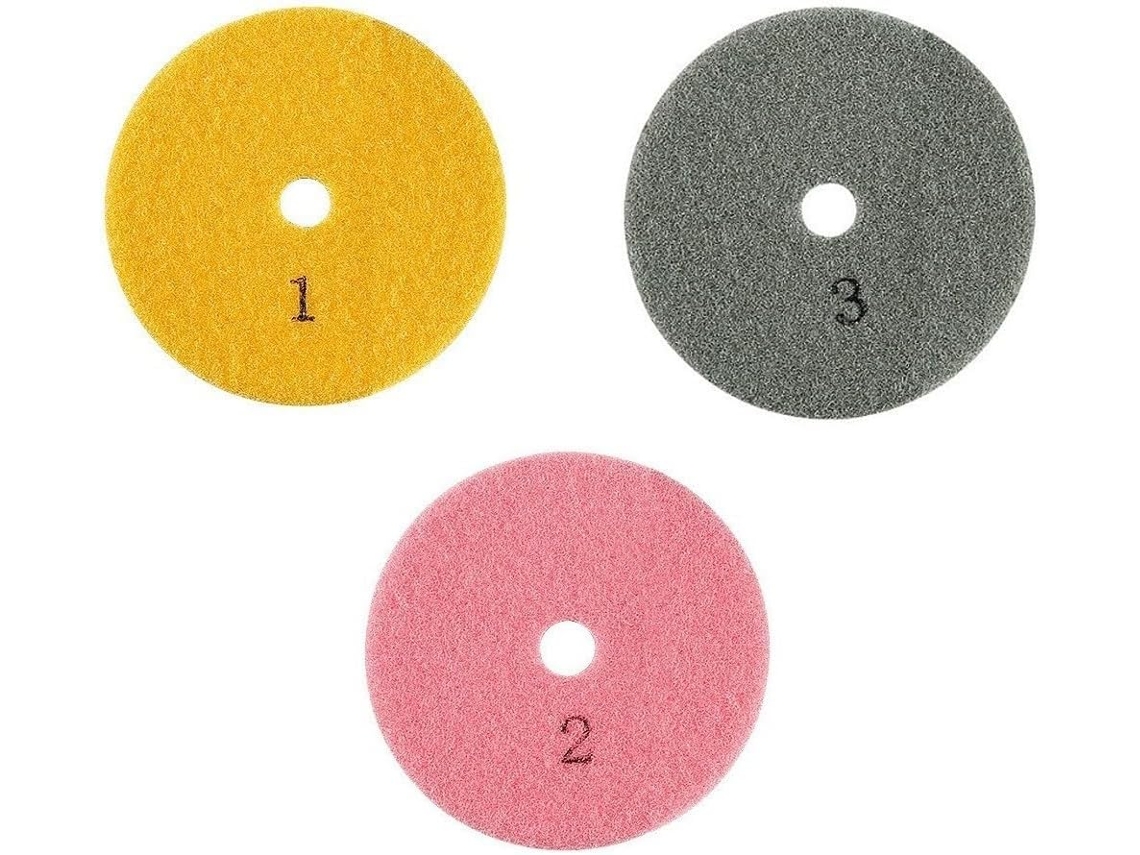 Conjunto De 3 Discos Polimento Esmeril Para Granito, Concreto,