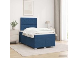 Vidaxl Cama Box Spring Com Colchão Azul 120 X 190 Cm Tecido